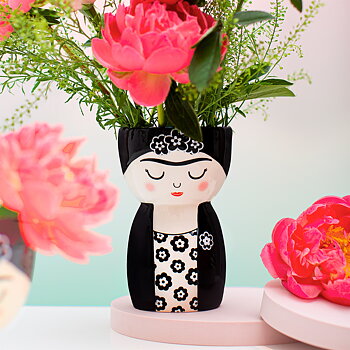 Frida Kahlo vas kruka stor handmålad retro bohemisk lantlig stil Gårdsromantik