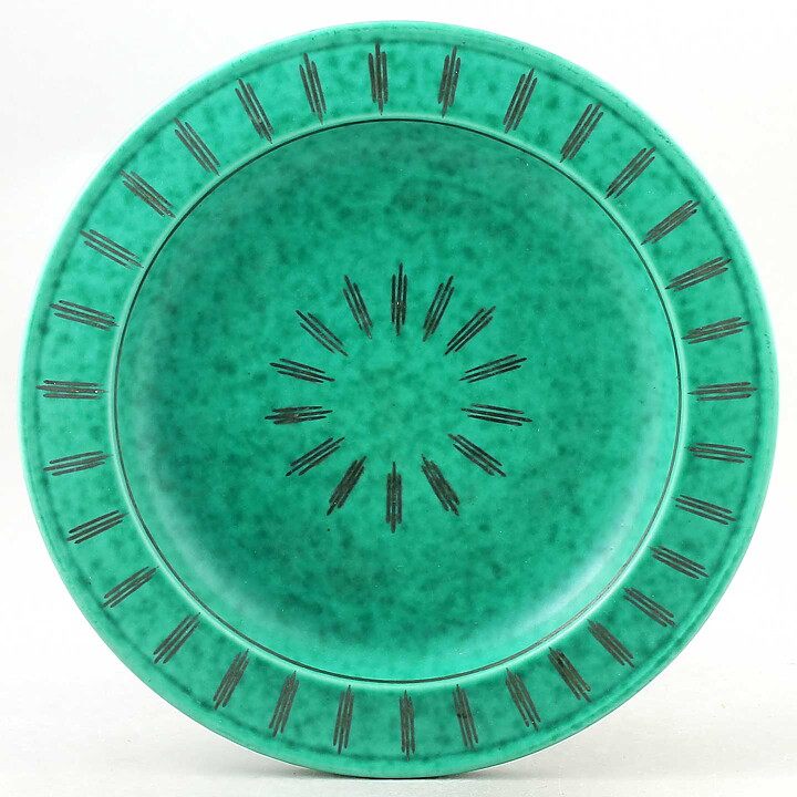 ヴィルヘルム・コーゲ Argentaシリーズ  エメラルドグリーン色の丸いお皿(24cm)  1959年