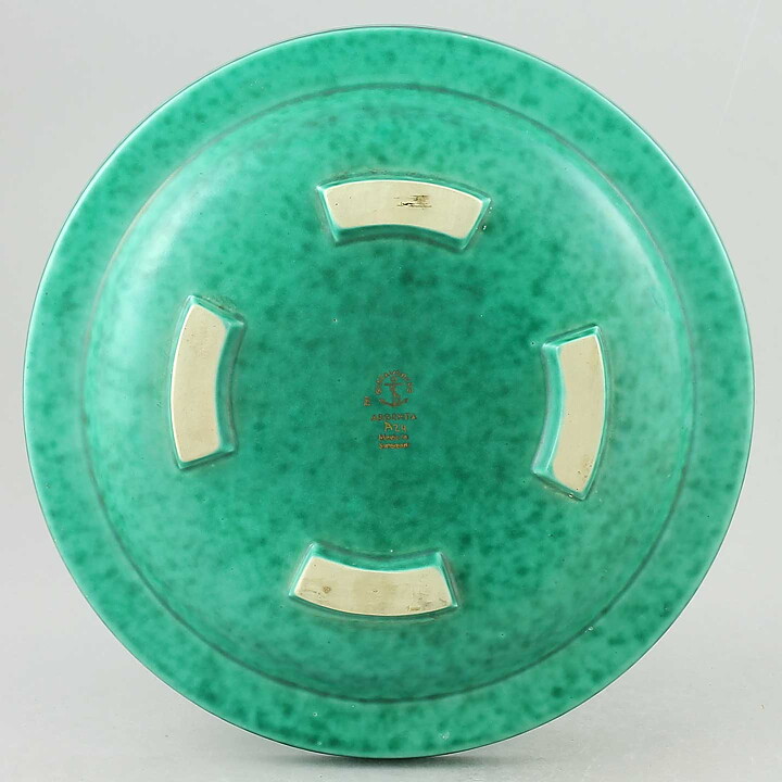ヴィルヘルム・コーゲ Argentaシリーズ  エメラルドグリーン色の丸いお皿(24cm)  1959年