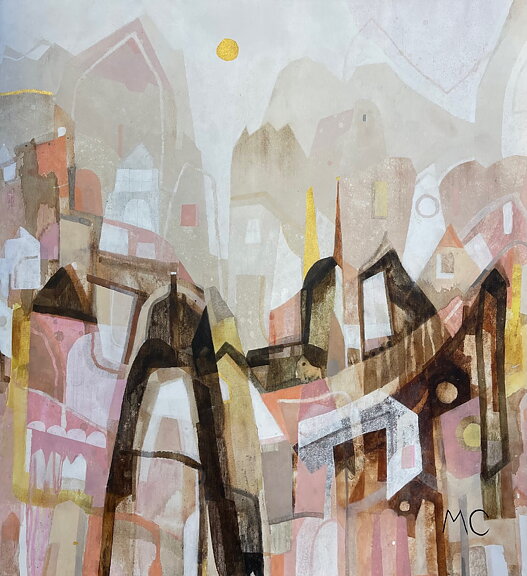"Milk, pink and honey" akryltavla målad av Maria C Bernhardsson / MC på duk/ canvas.  Original. 