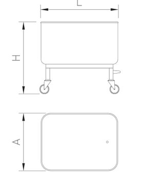 Washing trolley in stainless steel