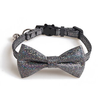 Katthalsband Rosett Svart glitter