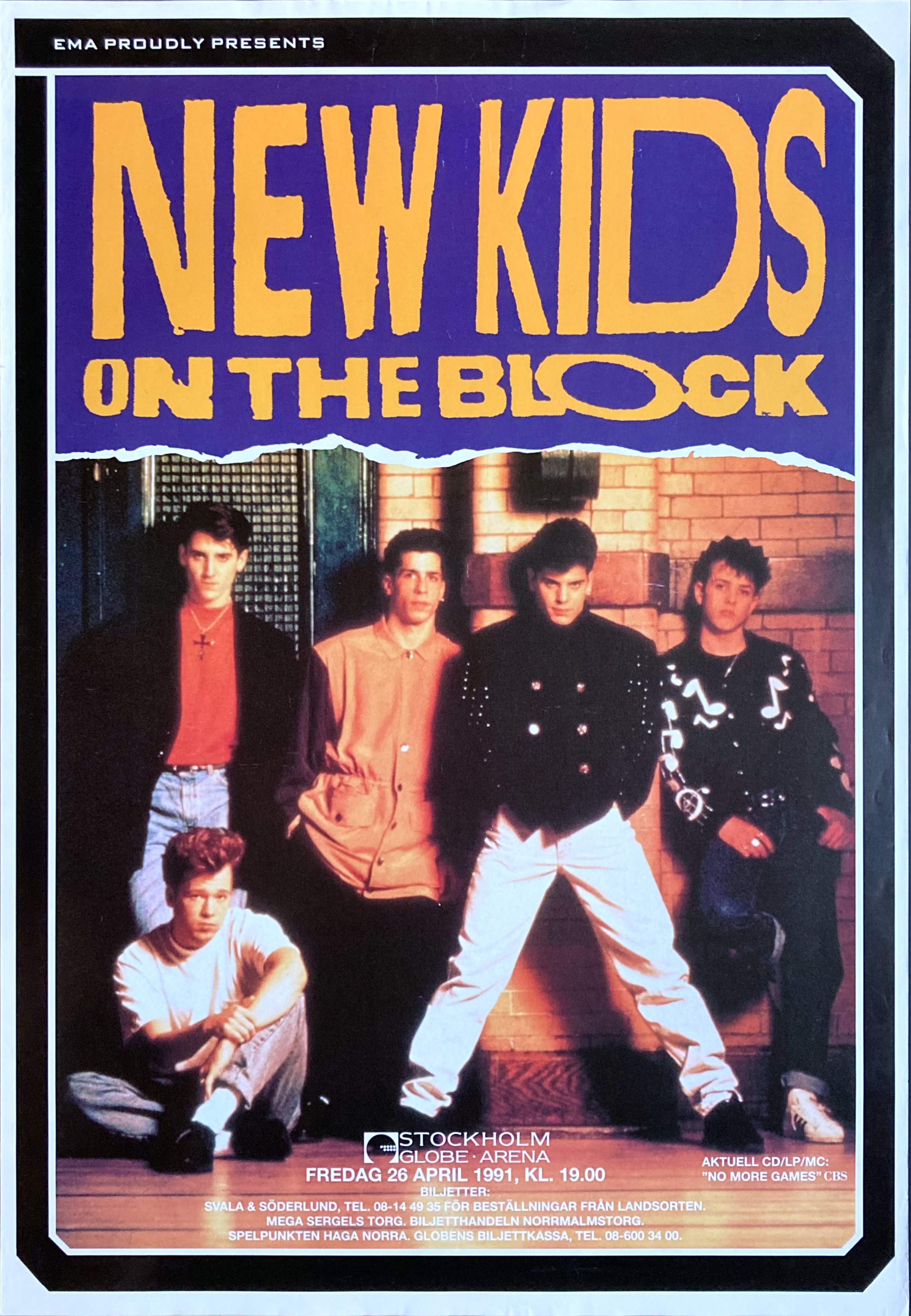 NEW KIDS ON THE BLOCK - Stockholm 26 Apr Concert poster (1991)