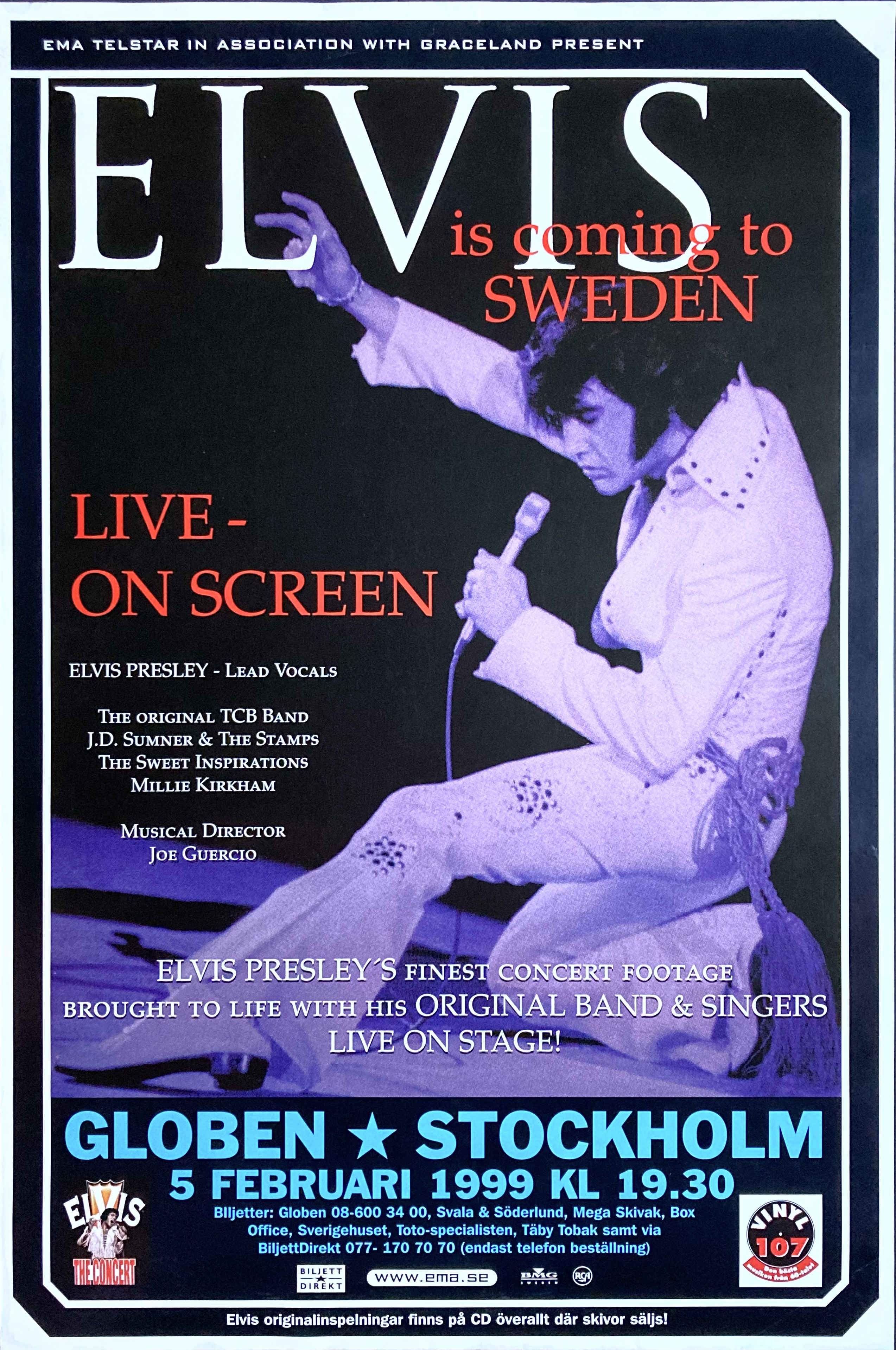 ELVIS - LIVE ON SCREEN - Stockholm 5 Feb  Concert poster (1999)