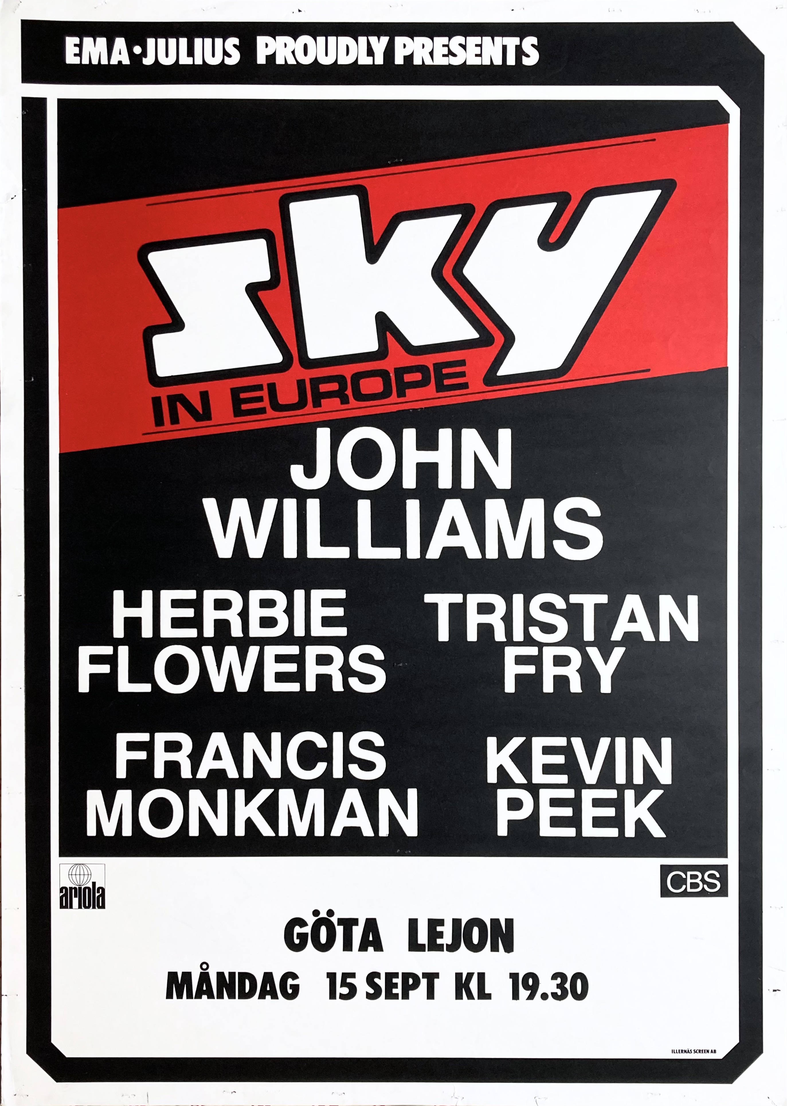 SKY - Stockholm 15 Sep Konsertaffisch (1980)