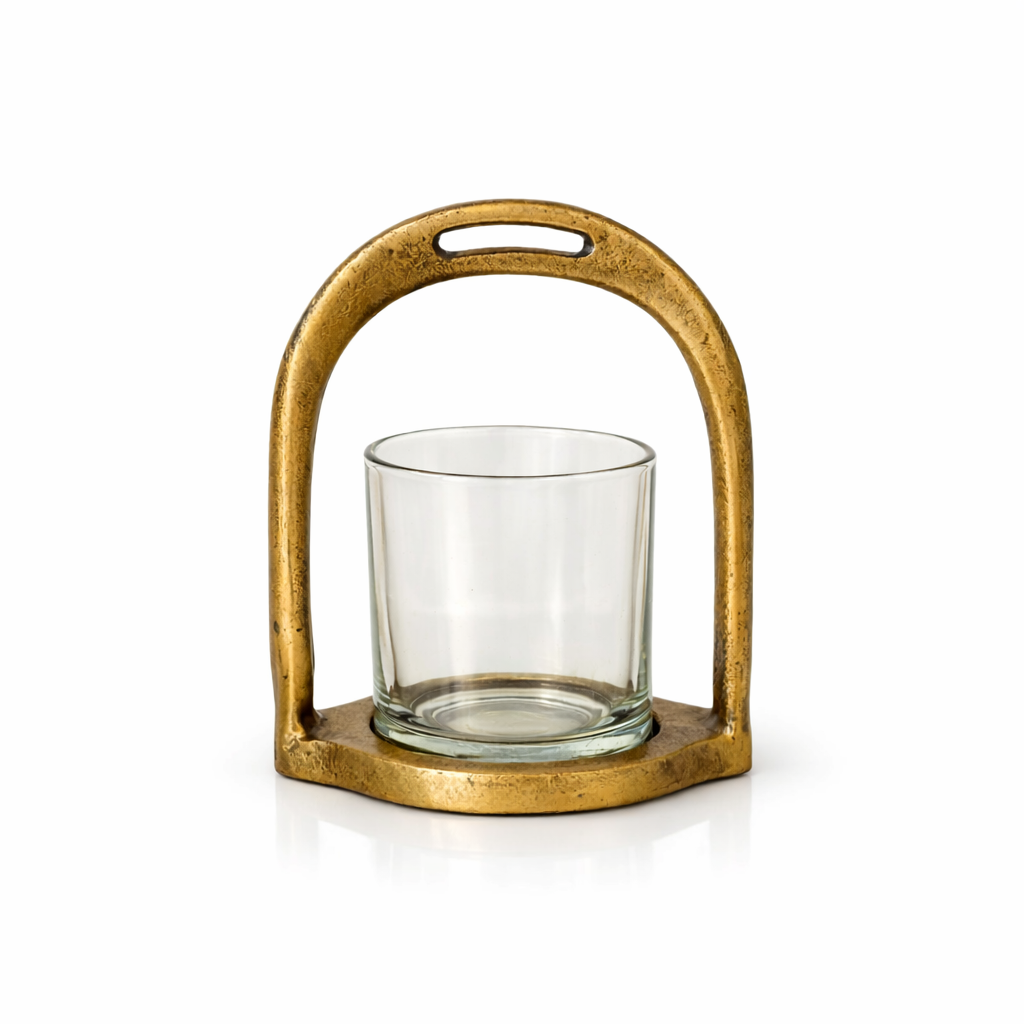 THG Candle Lantern Stirrup Gold