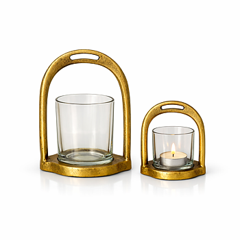 THG Candle Lantern Stirrup Gold