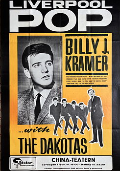 BILLY J. KRAMER - Stockholm 1 Feb Konsertaffisch (1964)