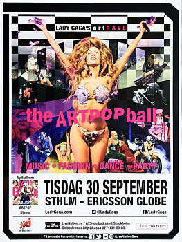 LADY GAGA - Stockholm  30 Sep Konsertaffisch (2014) 
