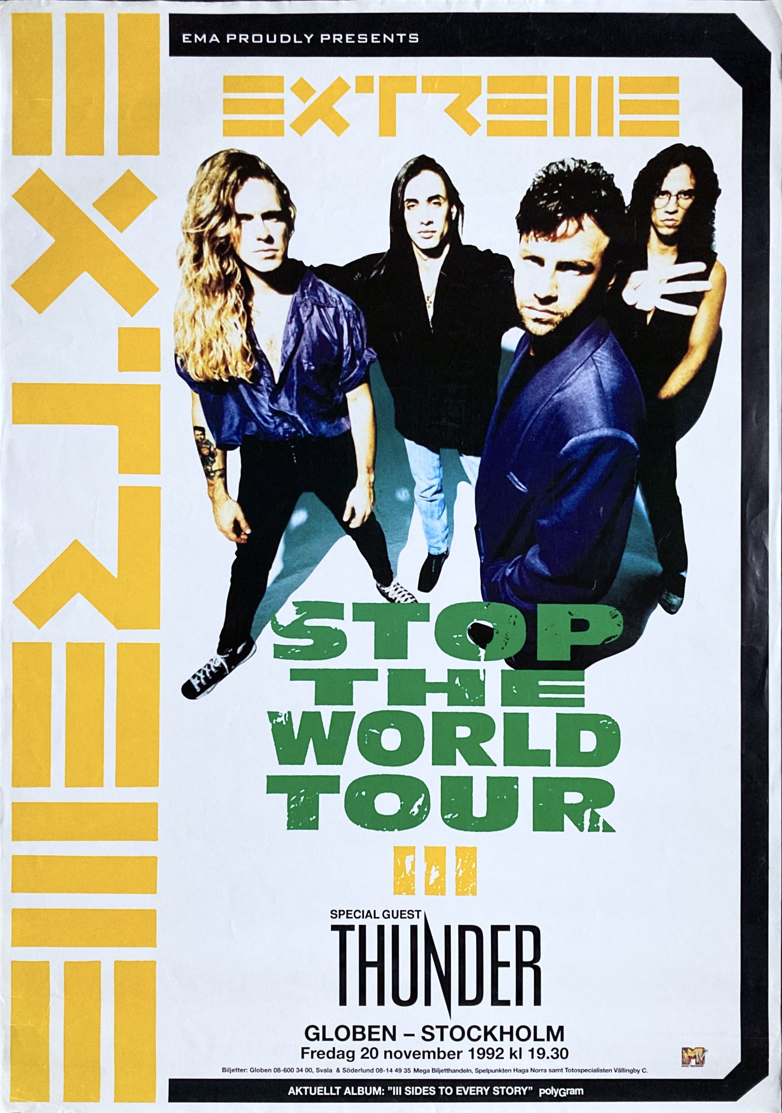 EXTREME - Stockholm 20 Nov Concert poster (1992)