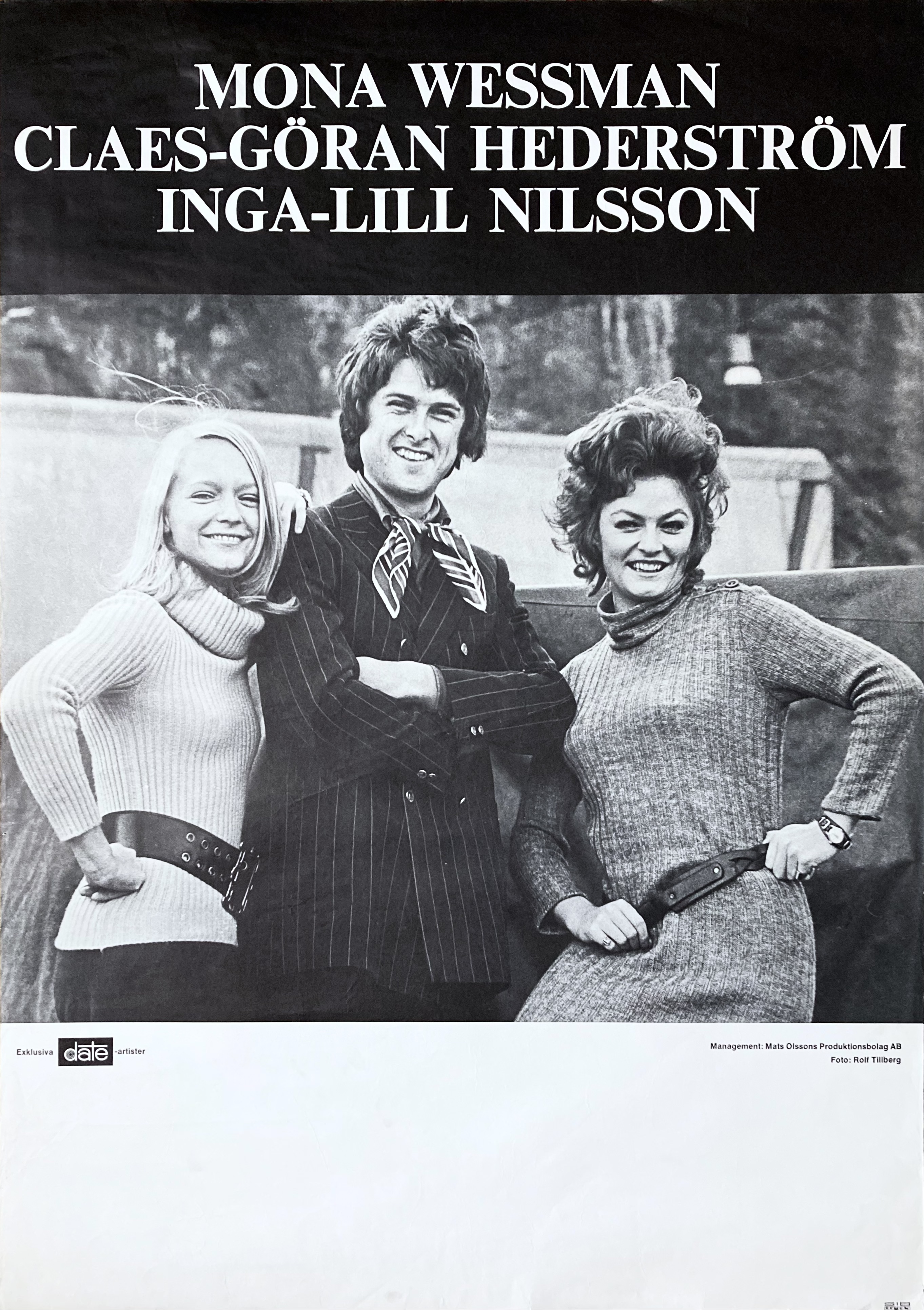 MONA WESSMAN, CLAES GÖRAN HEDERSTRÖM, INGA-LILL NILSSON - Svensk Turnéaffisch (1972) 