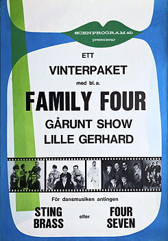 FAMILY FOUR / LITTLE GERHARD / GÅRUNT SHOW - Svensk / Skandinavisk Turnéaffisch (1966) 
