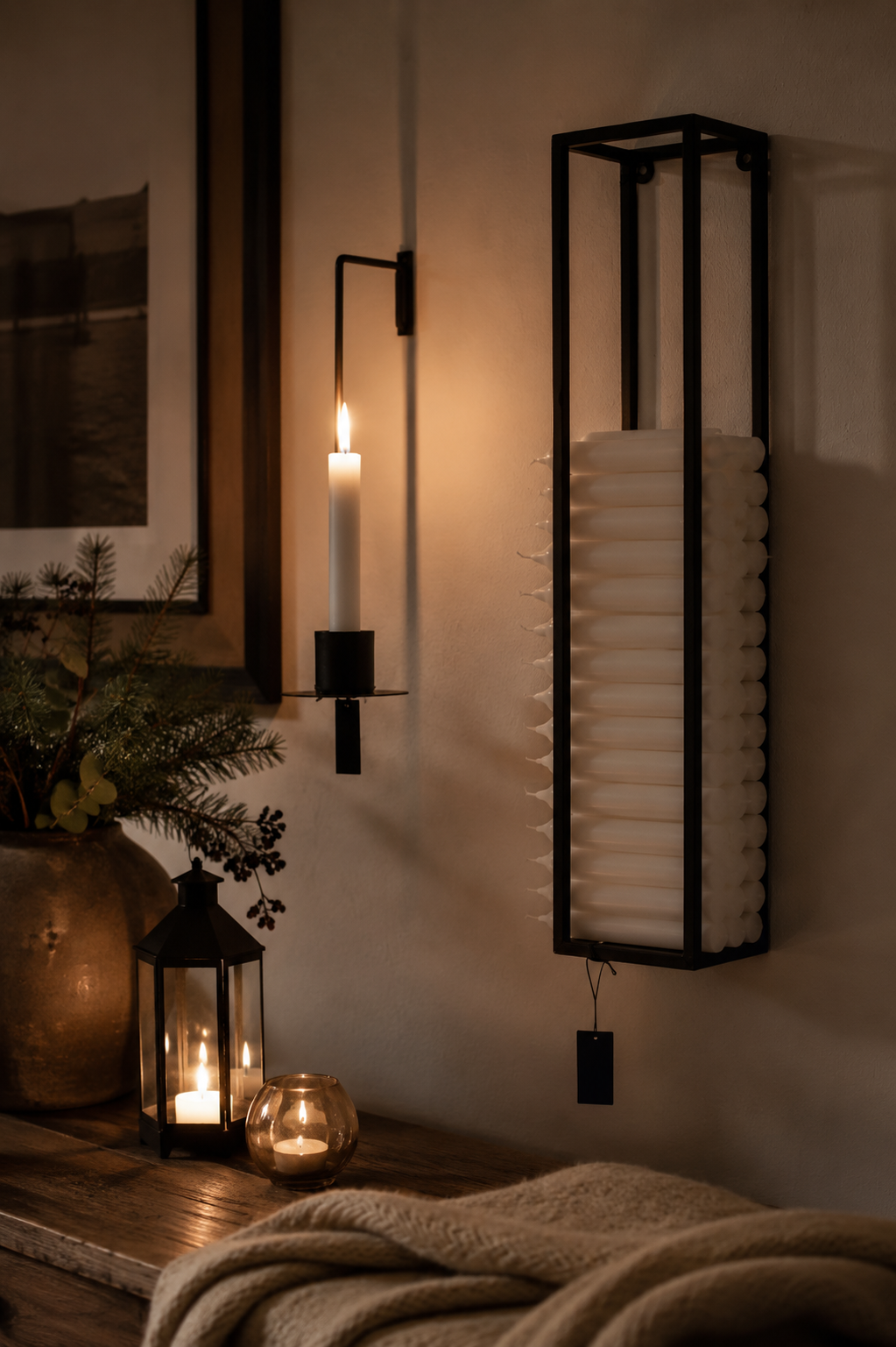 Candle storage candle holder black XL - 60x14.5 cm