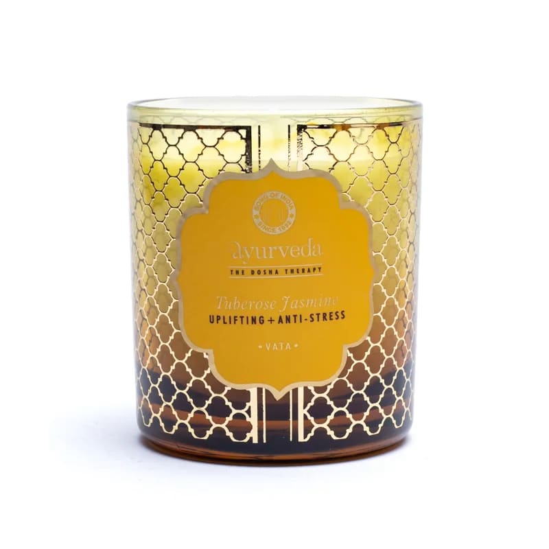 Vata Tuberose Jasmine Ayurveda Scented Candle - 4