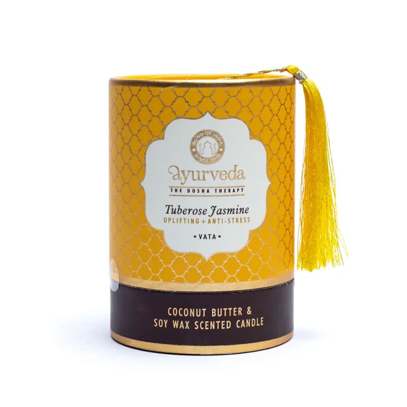 Vata Tuberose Jasmine Ayurveda Scented Candle - 3