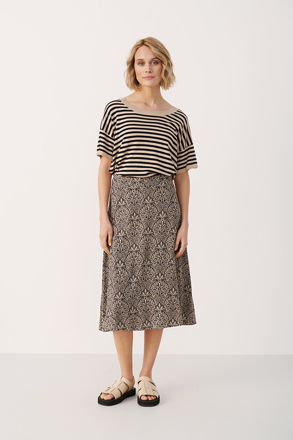 Part Two - Ofelie Skirt Black Ornament Print - 3