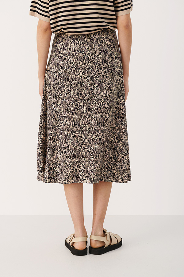 Part Two - Ofelie Skirt Black Ornament Print - 4