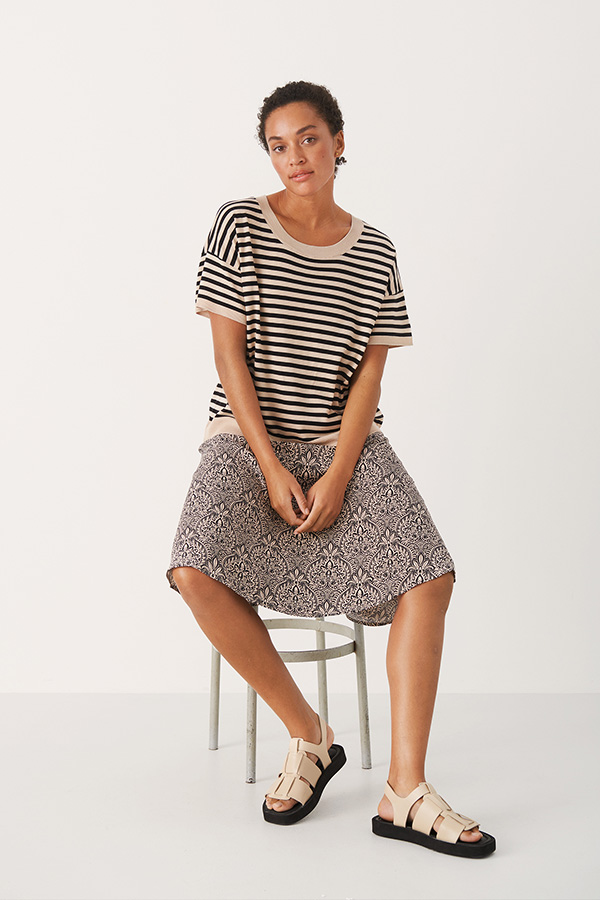 Part Two - Ofelie Skirt Black Ornament Print - 6