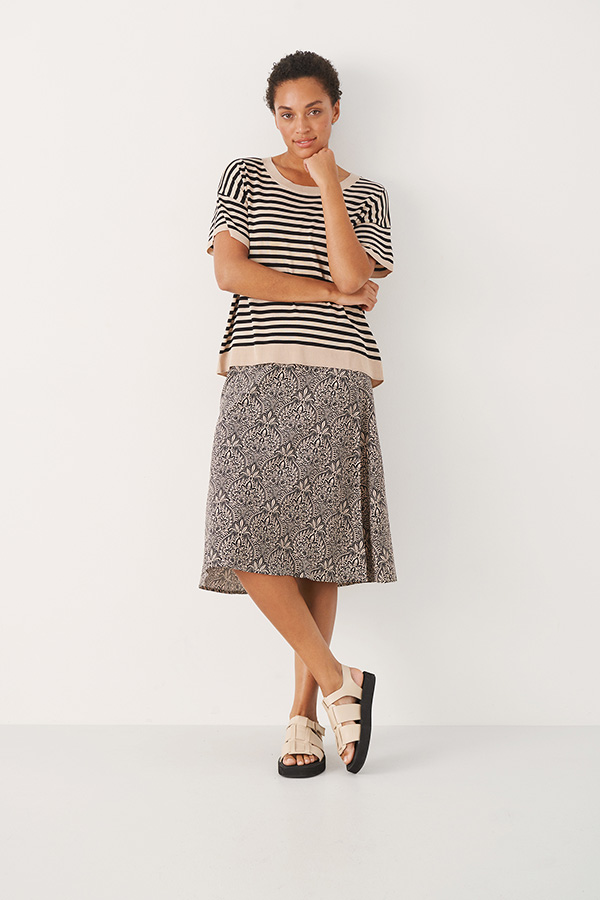 Part Two - Ofelie Skirt Black Ornament Print - 5
