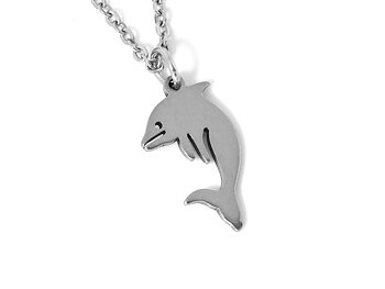 Delfin Halsband i Rostfritt Stål, Hav Hänge, Djur Accessoar, Havsdjur Smycke