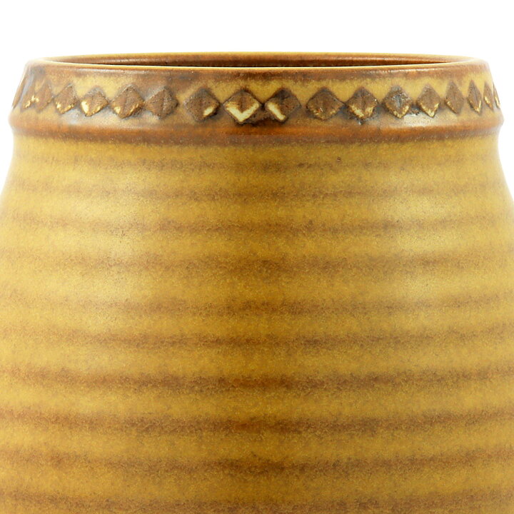 Gunnar Nylund (Petitess 1964) Brown Footed Vase with Geometric Relief 15 cm  [Sample Images]