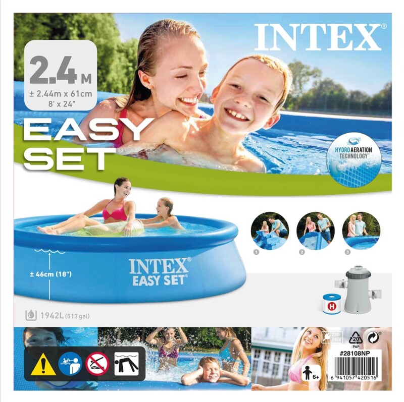 Intex 8ft x outlet 24in Easy Set Pool w/ Pump