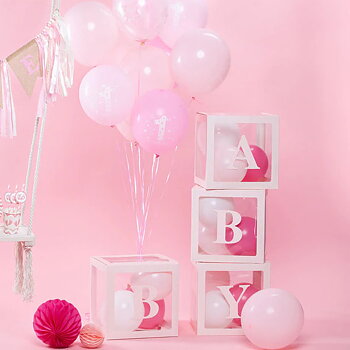"BABY"-boxar | Baby shower | Ljusrosa -1