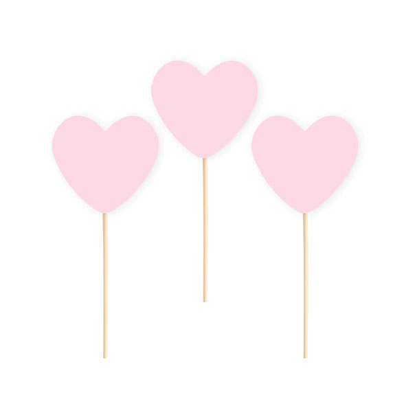 Cake picks | Hjärta | 6-pack | Ljusrosa