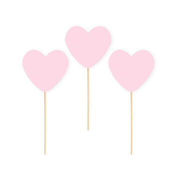 Cake picks | Hjärta | 6-pack | Ljusrosa
