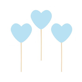 Cake picks | Hjärta | 6-pack | Ljusblå