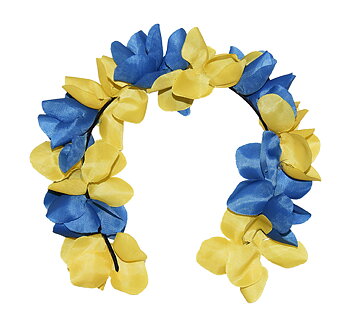 Diadem med blommor blå/gult.