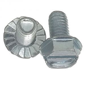 #10-32 x 3/8" Serrated Slotted Hex Washer Thread Forming Screw