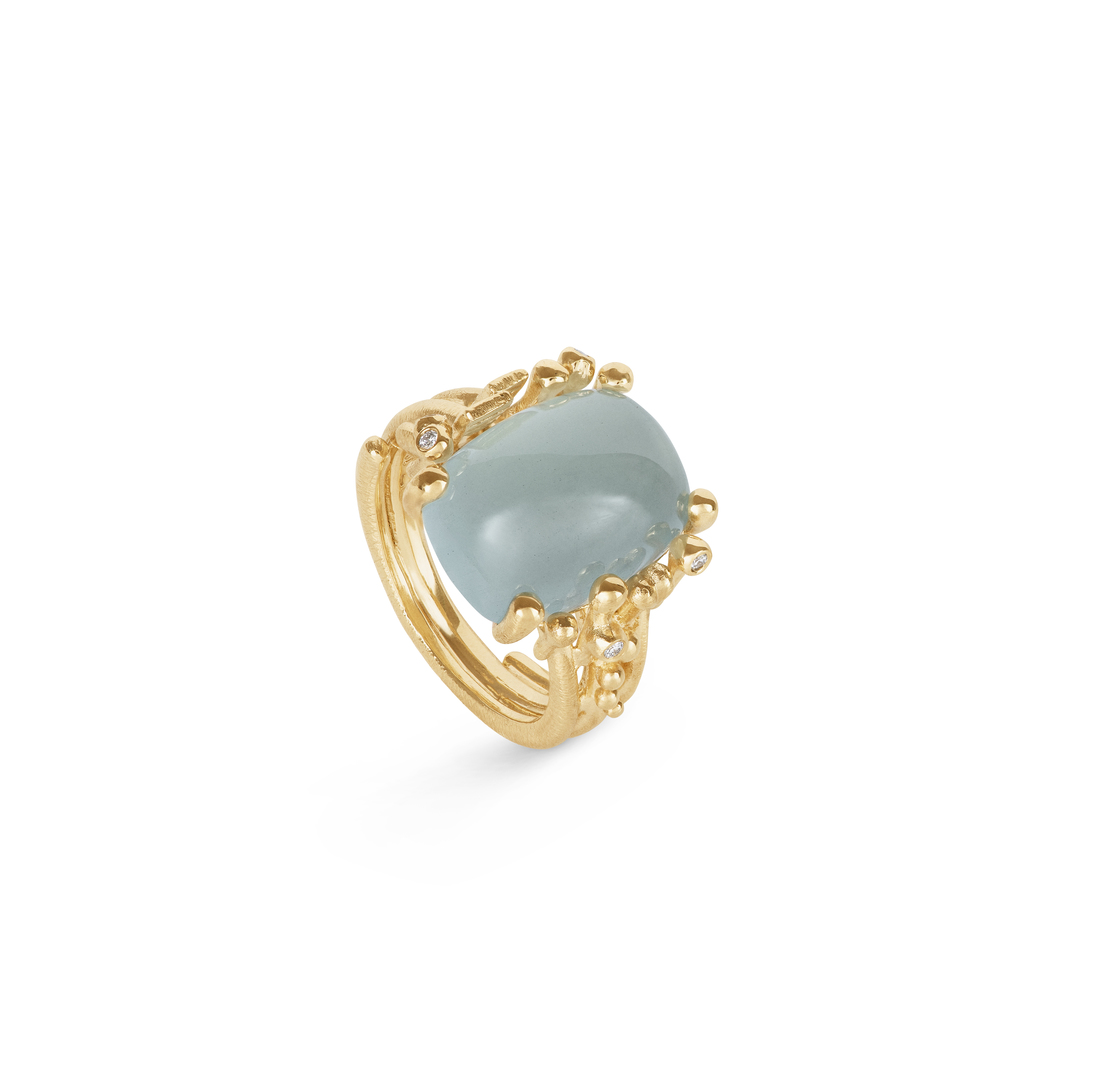 BoHo Ring 18k med Aquamarine