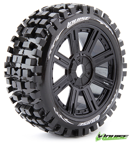 Däck & Fälg B-ULLDOZE 1/8 Buggy Sport Black Wheels Par