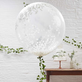 Jätteballonger Vit konfetti 3-pack