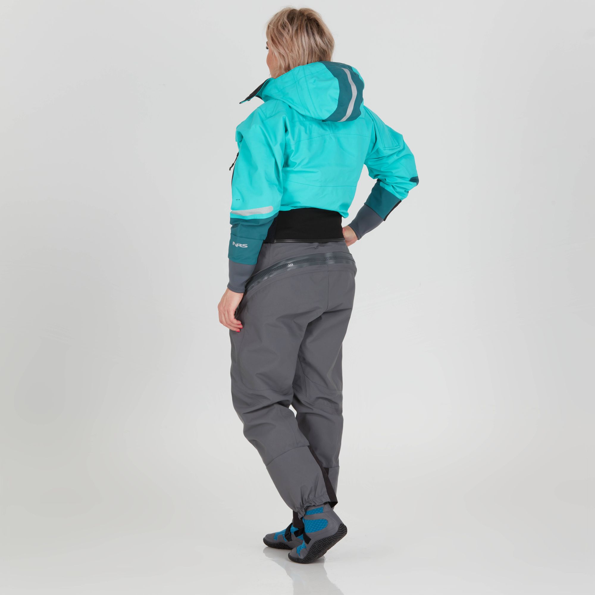 NRS Women's Navigator Comfort neck GORE -TEX Pro Dry Suit Aqua - 4