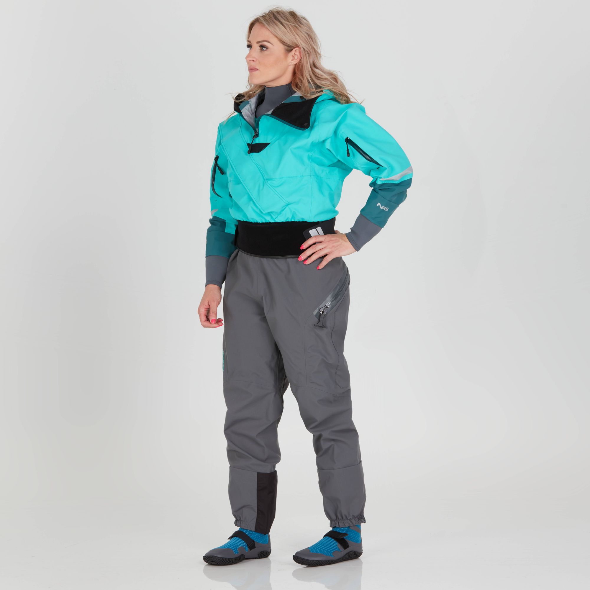 NRS Women's Navigator Comfort neck GORE -TEX Pro Dry Suit Aqua - 3