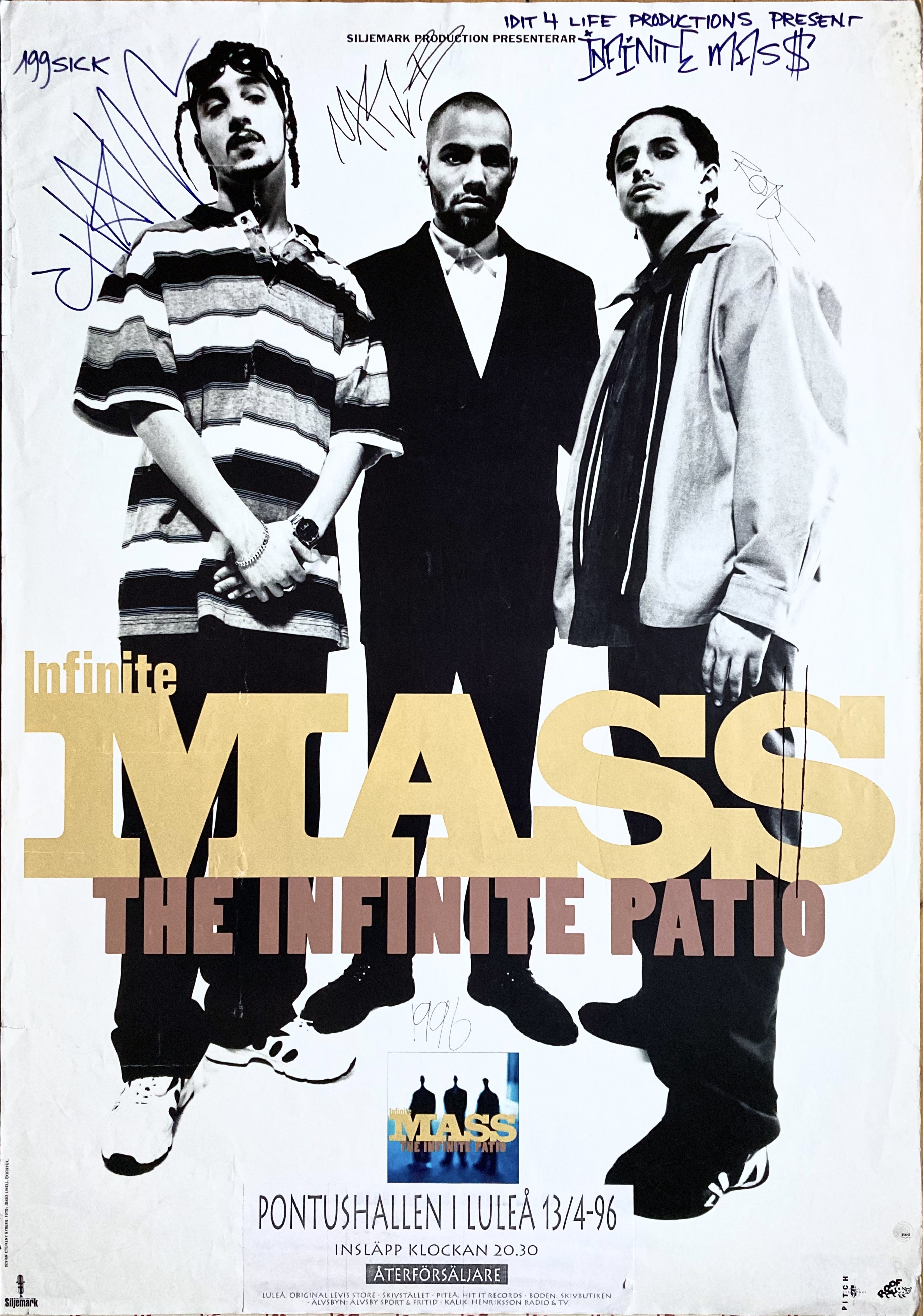 INFINITE MASS - Luleå  13 Apr SIGNED! Concert poster (1996)