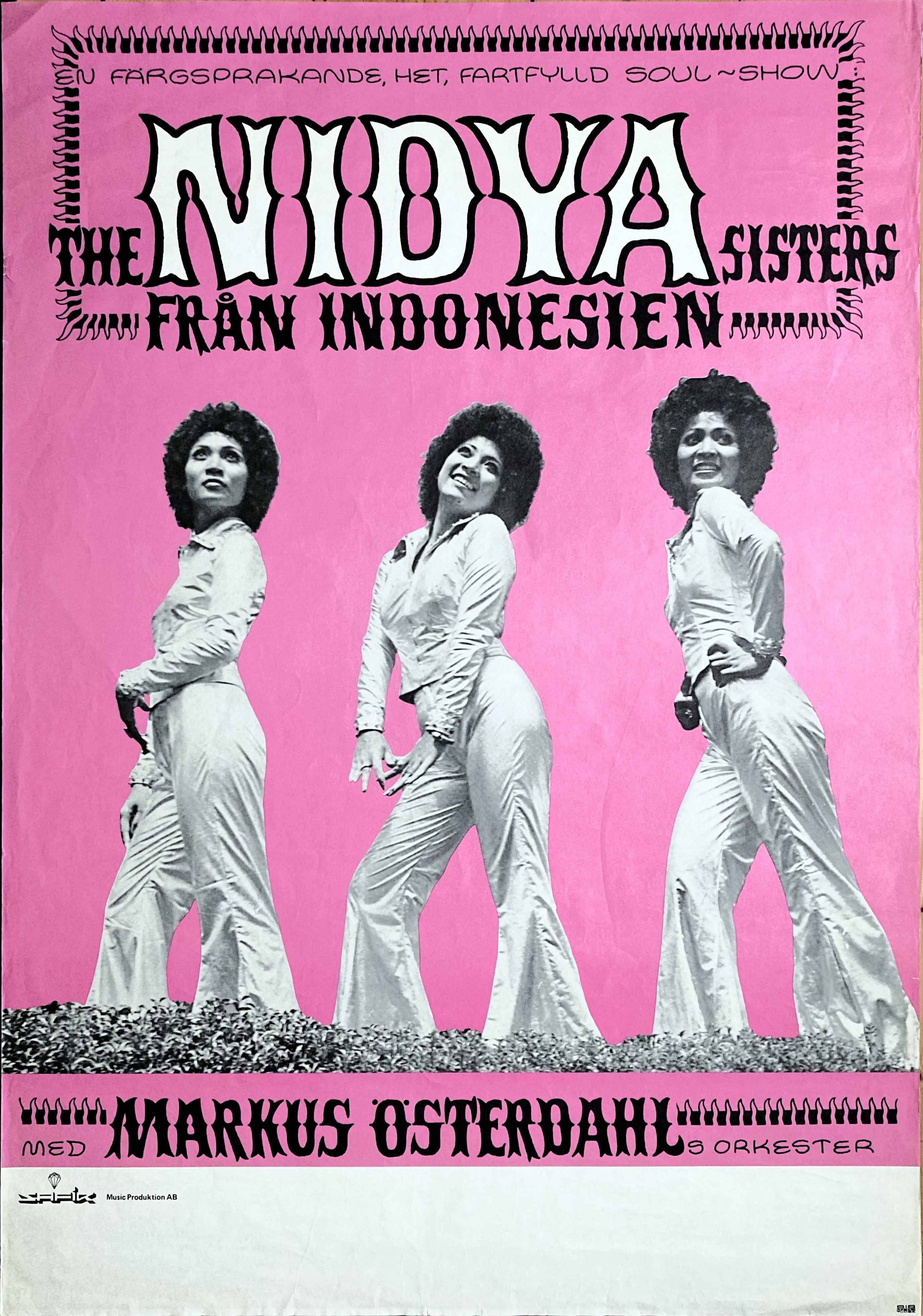THE NIDYA SISTERS - Swedish / Scandinavian TOUR poster (1978) 