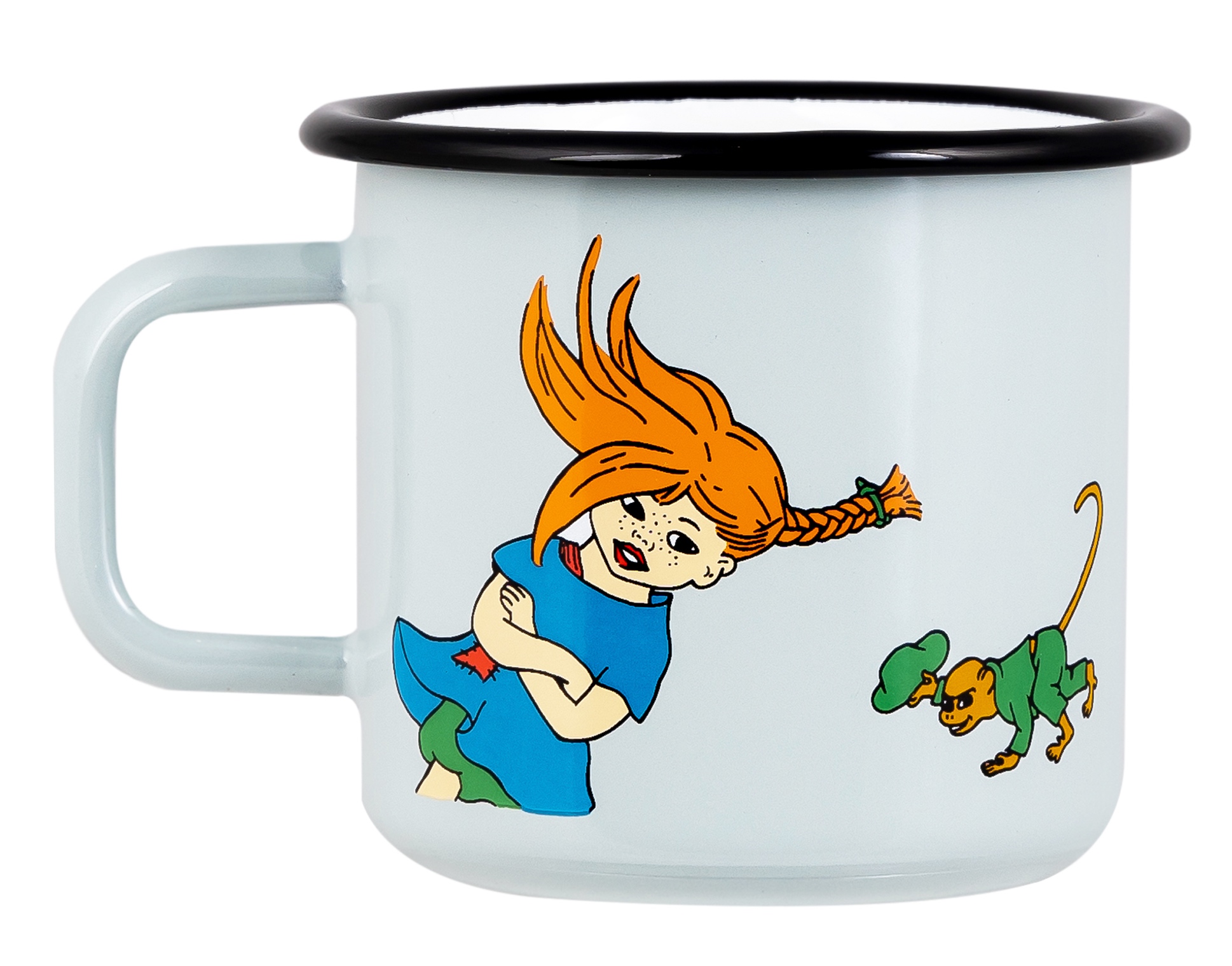 Pippi Långstrump Emaljmugg 3,7 dl - Starkaste flickan i världen - 3