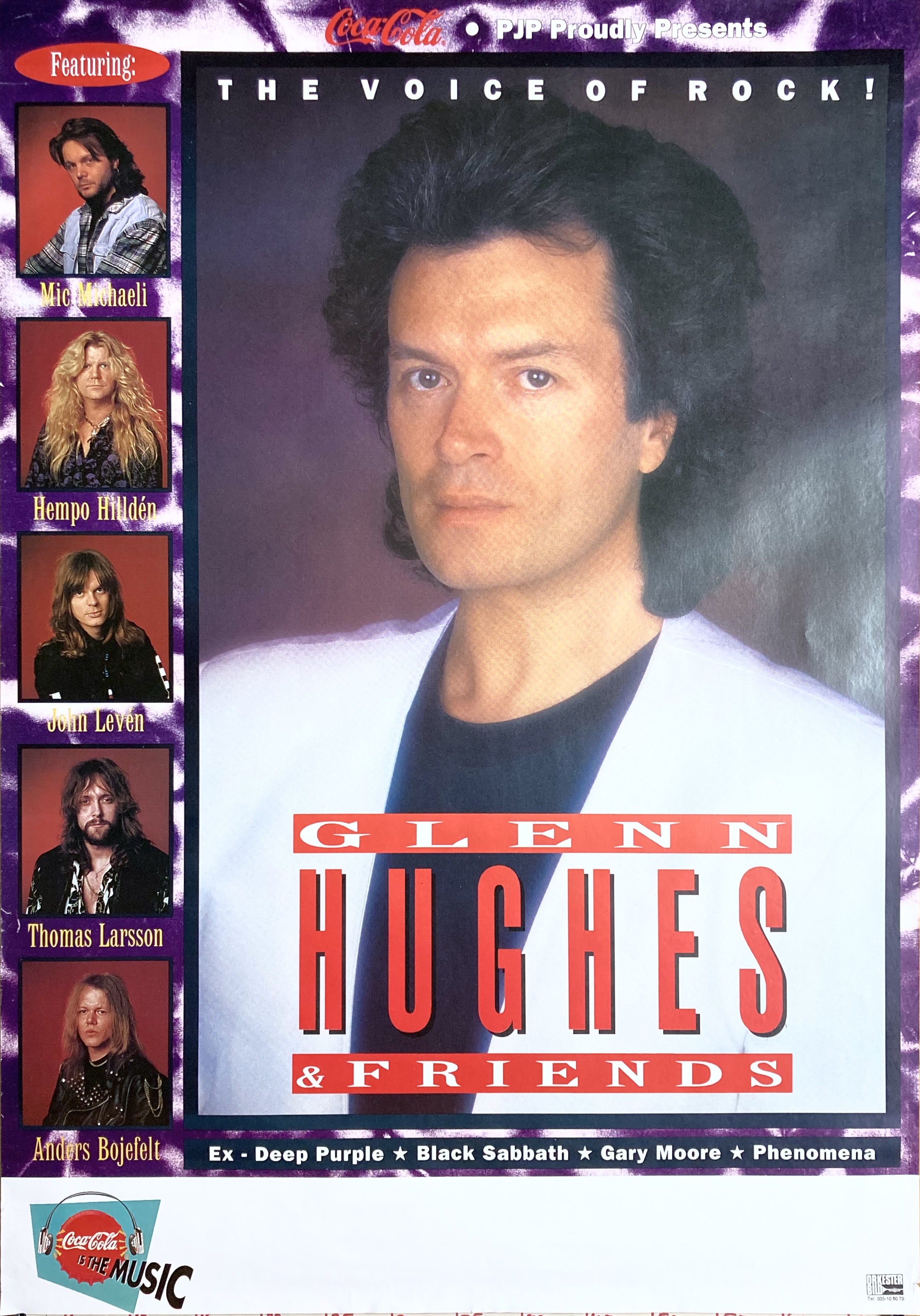 GLENN HUGHES - Swedish / Scandinavian TOUR poster (1993) 