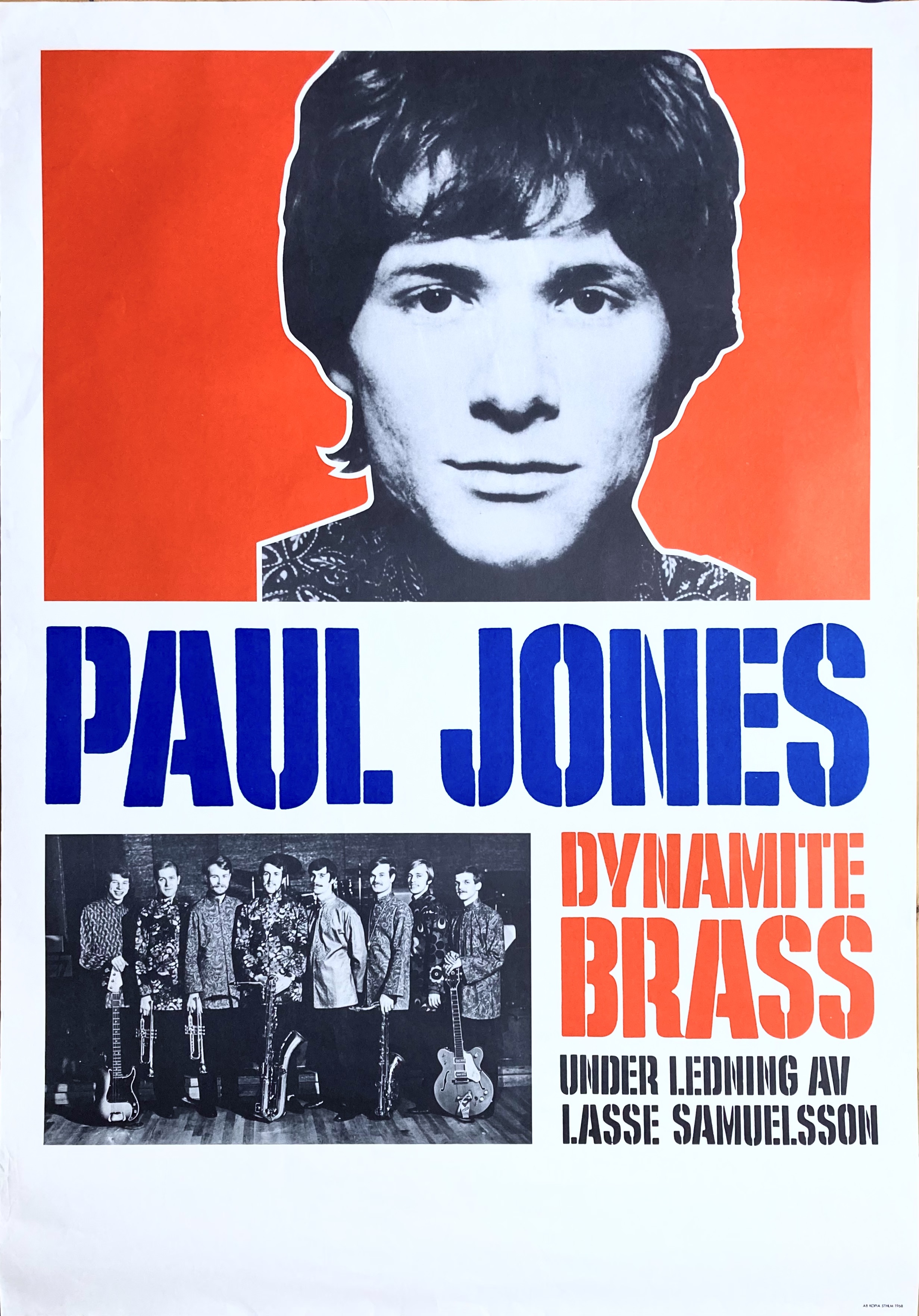 PAUL JONES & DYNAMITE BRASS - Swedish / Scandinavian TOUR poster (1968) 