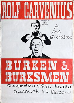 ROLF CARVENIUS, BURKEN & BURKSMEN - Finsk / Skandinavisk Turnéaffisch (1960-tal) 