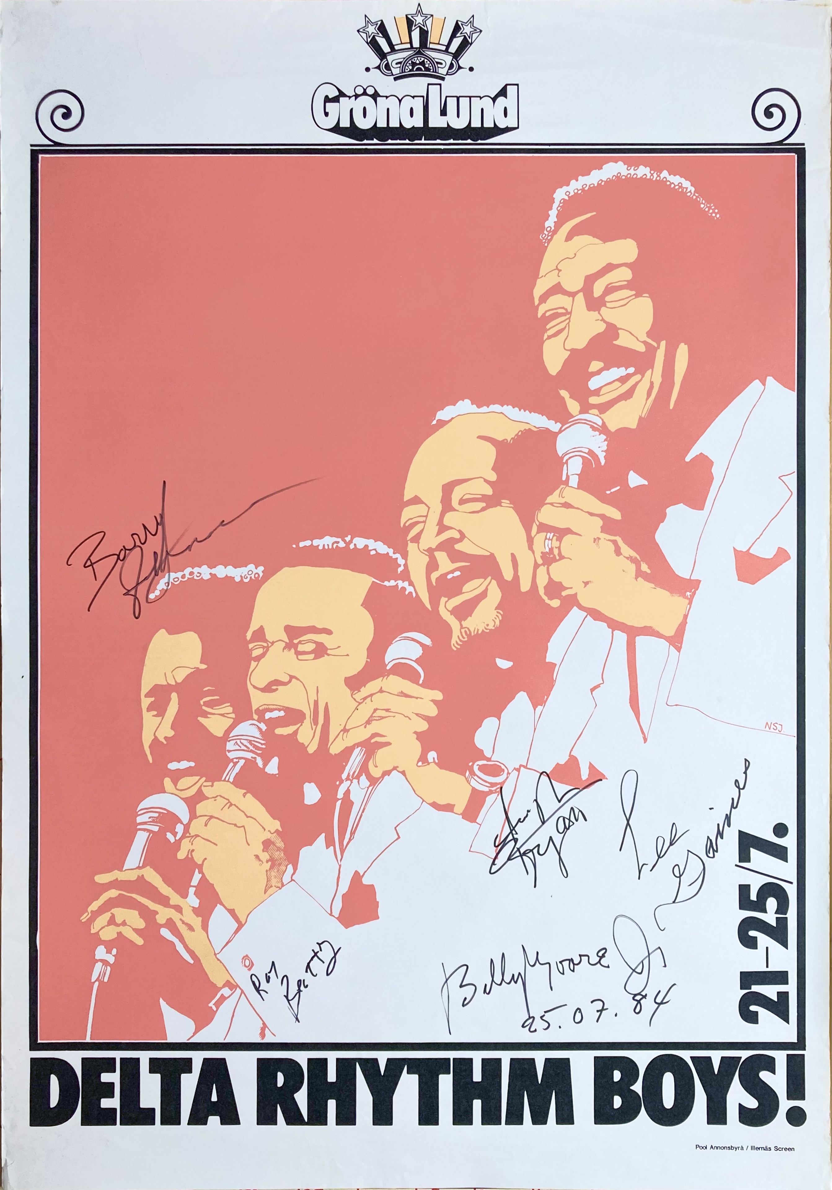 DELTA RHYTHM BOYS - Stockholm 21-25 Jul Konsertaffisch (1984)