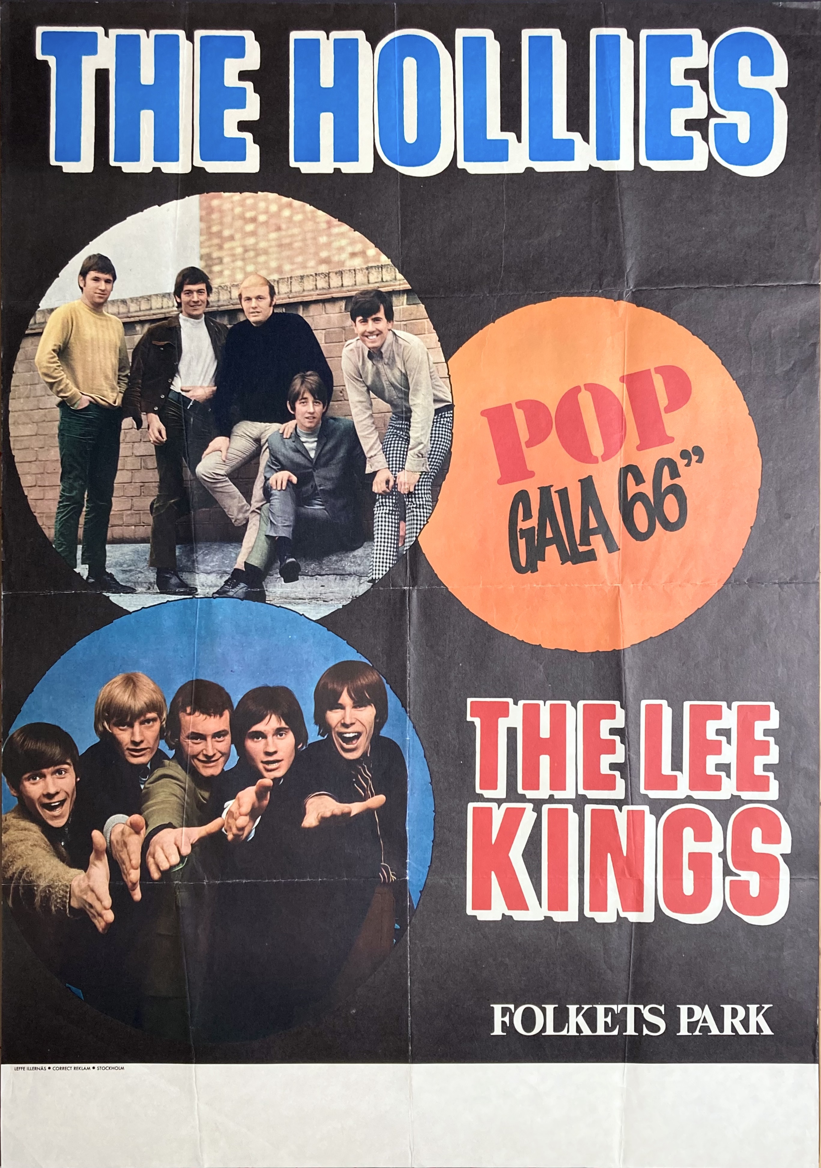 THE HOLLIES / THE LEE KINGS - Svensk / Skandinavisk Turnéaffisch (1966) 
