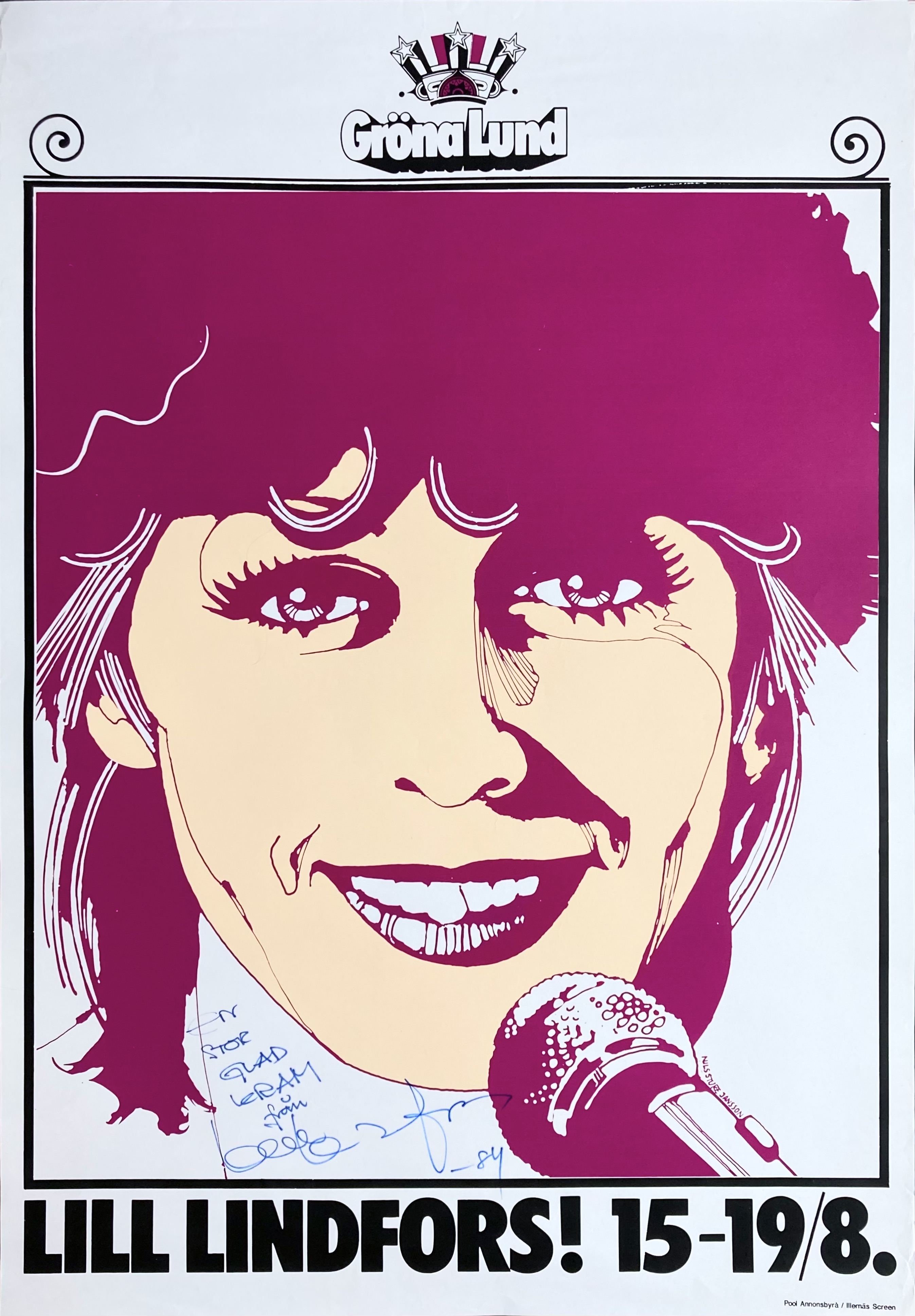 LILL LINDFORS - Stockholm 15-19 Aug Concert poster (1984)
