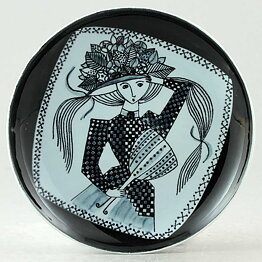 シルヴィア・レウショヴィウス  女性がモチーフの陶板   Wall Plaque  (15cm)  1950年代 (2)
