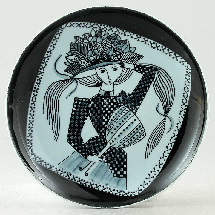 シルヴィア・レウショヴィウス  女性がモチーフの陶板   Wall Plaque  (15cm)  1950年代 (2)