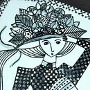 Sylvia Leuchovius (1950s) Brilliant Wall Plaque with Woman Motif 15 cm (2)