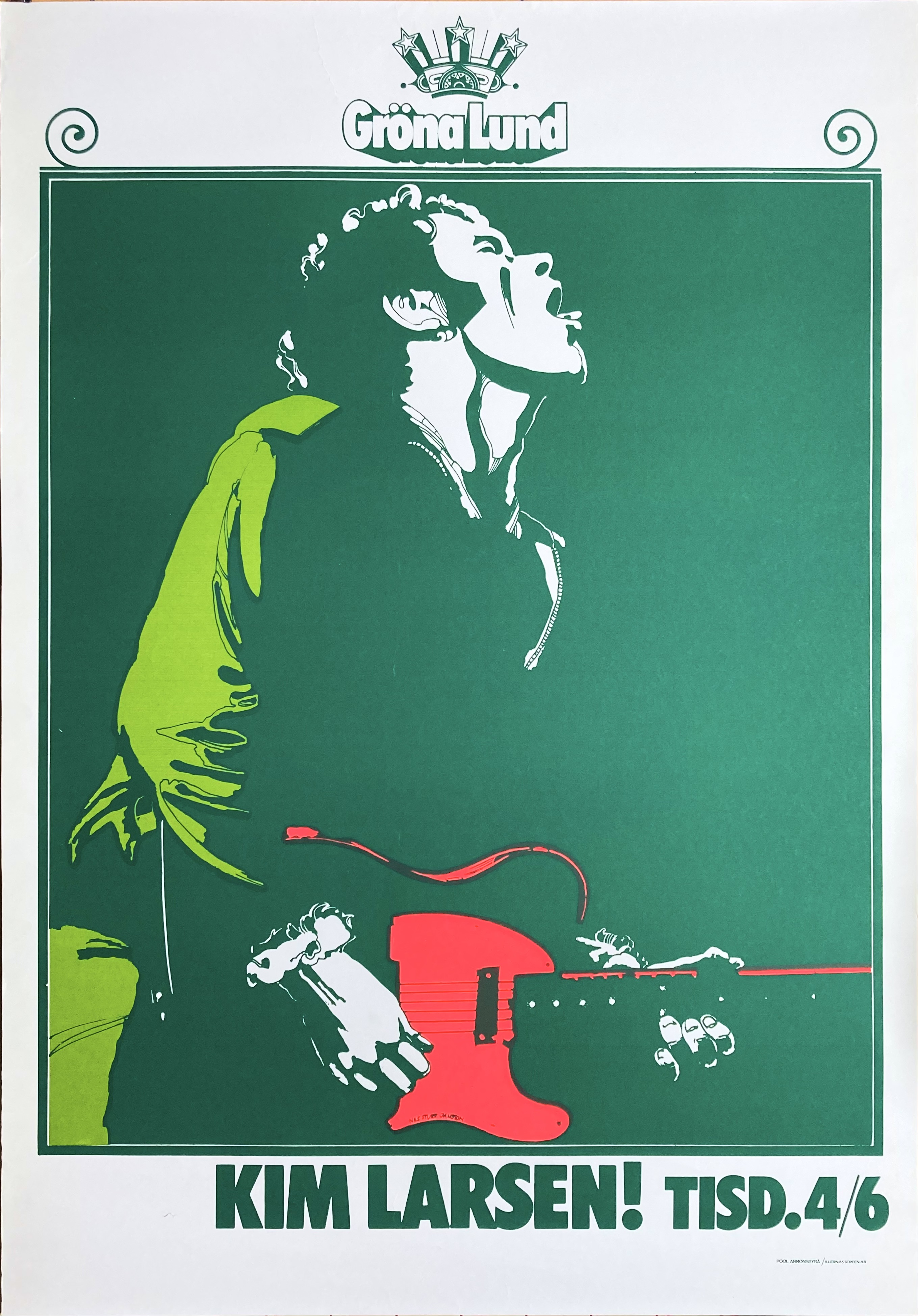 KIM LARSEN - Stockholm 4 Jun Concert poster (1985)
